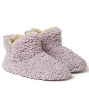Dearfoams Women's Chelsea Sherpa Bootie Lavender & Natural Size XL US 11-12